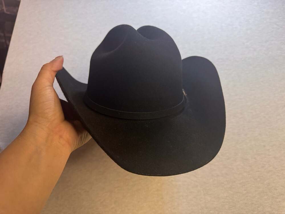 El General 10X Black Wool Western Cowboy Hat with Buckle Strap